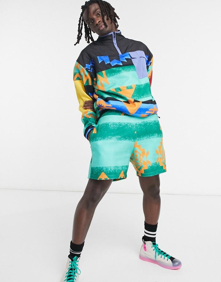 Asos Design Oversized Shorts In Polar Fleece With All Over Print - Part Of A Set-multi