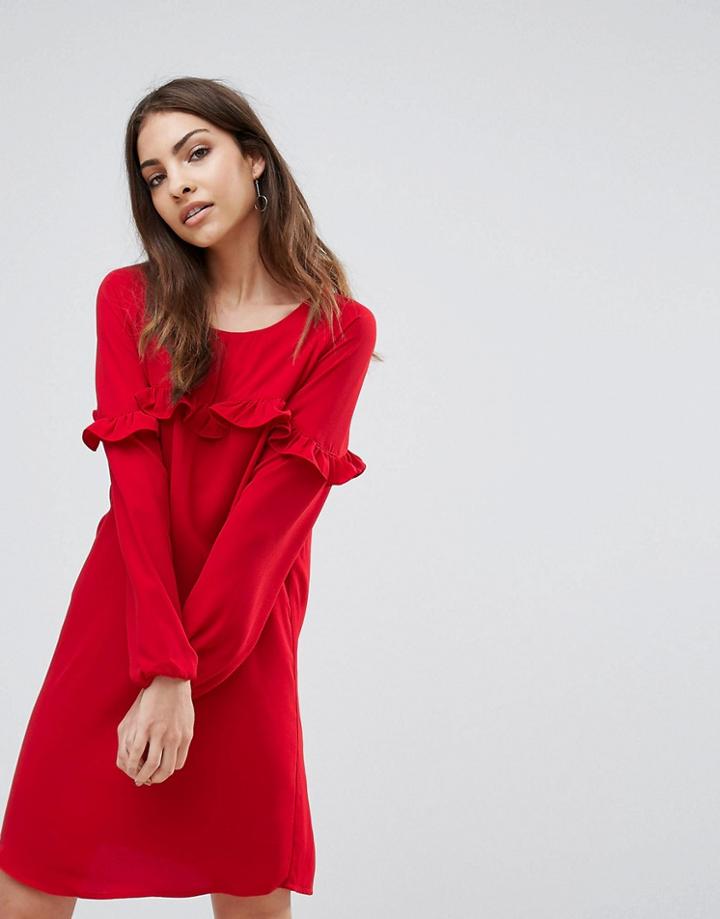 Only Alex Frill Shift Dress - Red