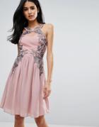 Little Mistress Embroidery Mini Dress - Pink