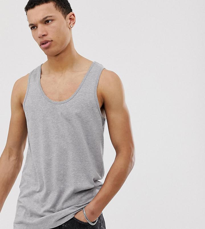 Asos Design Tall Tank In Gray Marl