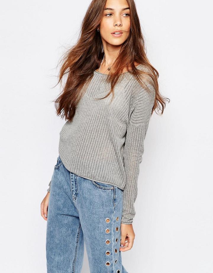 Pull & Bear Gray Light Weight Knit Sweater - Gray