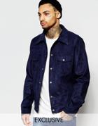 Liquor & Poker Faux Suede Western Jacket In Navy - Navy