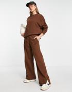 Nike Style Fleece Wide Sweatpants In Brown