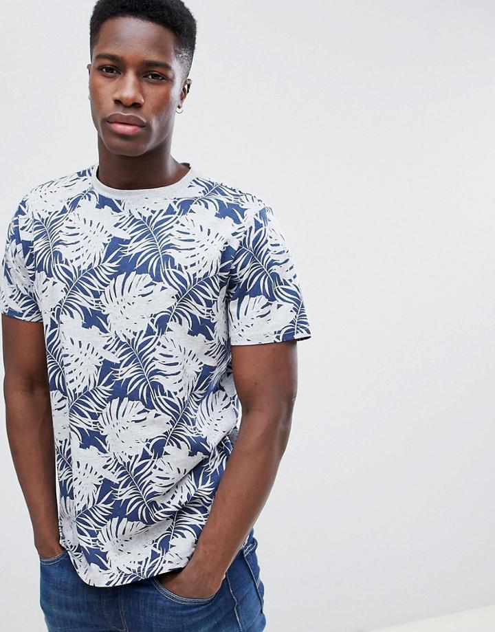 Gandy's Navy Palm Print T- Shirt - Navy