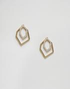 Orelia Abstract Front And Back Rhinestone Earrings - Gold