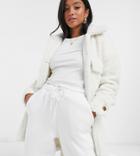 Missguided Petite Longline Belted Jacket In Cream-white