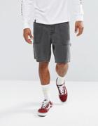 Asos Denim Shorts In Skater Fit Washed Black With Workwear Details - Black