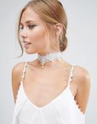 Asos Wedding Crochet Pearl Choker Necklace - Cream