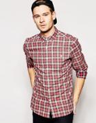 Asos Shirt In Long Sleeve With Reverse Check - Red