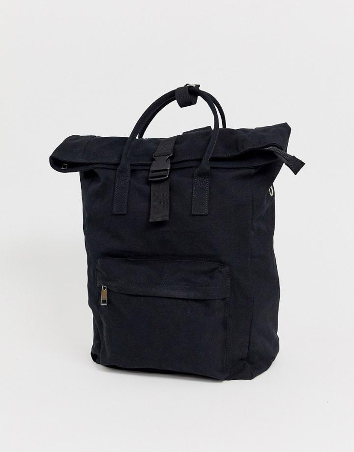 Asos Design Large Canvas Backpack With Laptop Compartment-black