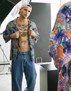 Asos Design Dropped Shoulder Oversized Camp Collar Shirt In Floral Print-multi