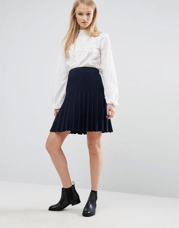 Vila Pleated Skirt - Navy