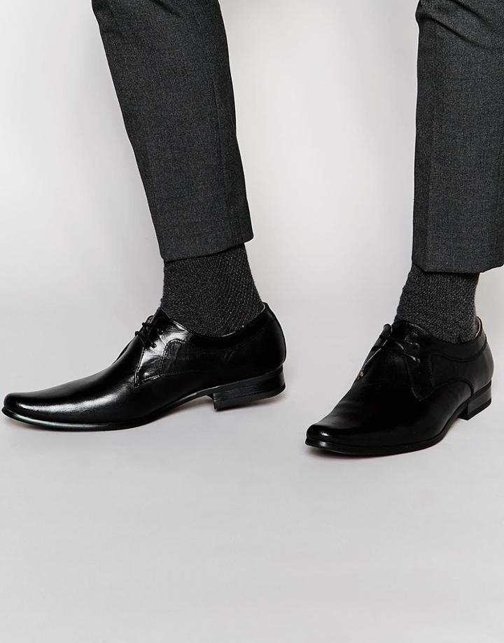 Front Lace Up Smart Shoes - Black