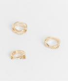 Asos Design Pack Of 3 Rings In Celestial Design In Gold Tone