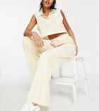 Asos Design Tall Wide Leg Pant In Cord In Cream-white