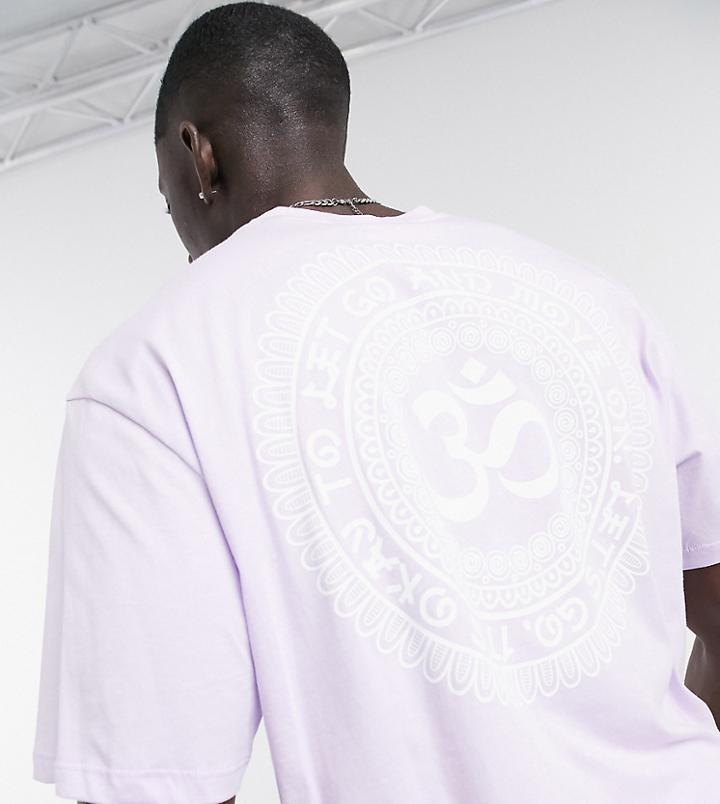 Only & Sons Oversized T-shirt With Om Back Print In Lilac Exclusive At Asos-purple