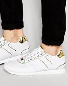 Asos Sneakers In White With Gold Detailing