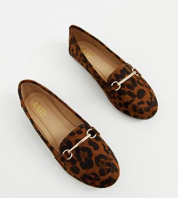 Raid Wide Fit Viera Leopard Snaffle Detail Flat Shoes-multi
