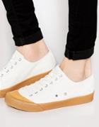 Asos Lace Up Sneakers In Off White With Gum Sole - White