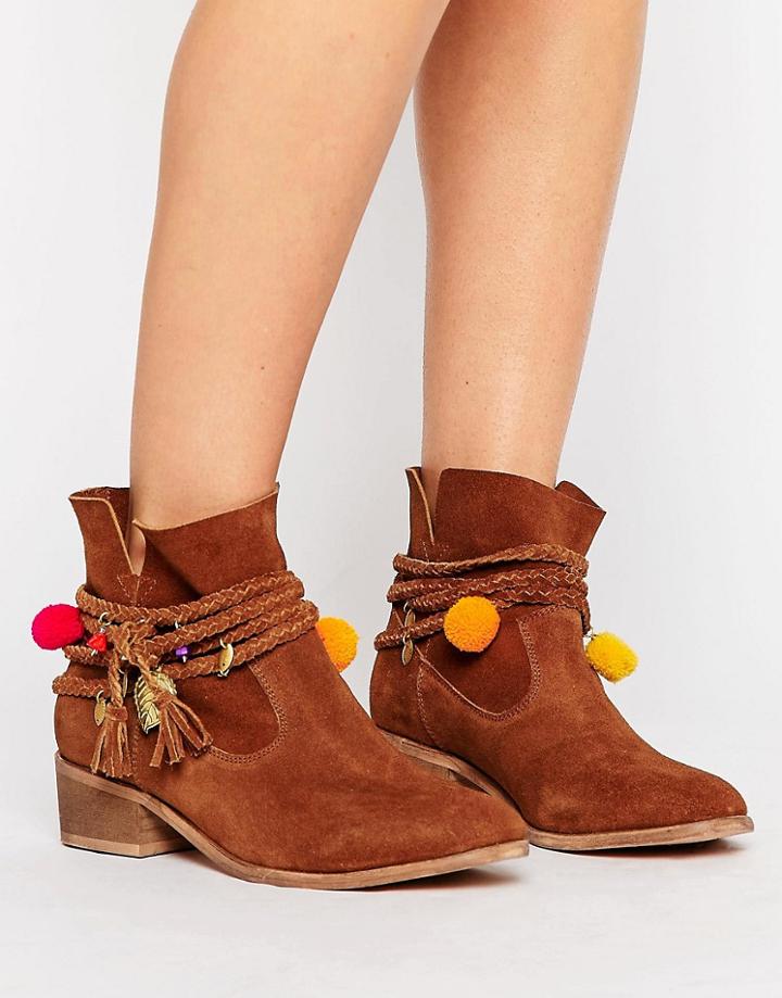Asos Antigua Suede Festival Boots - Tan