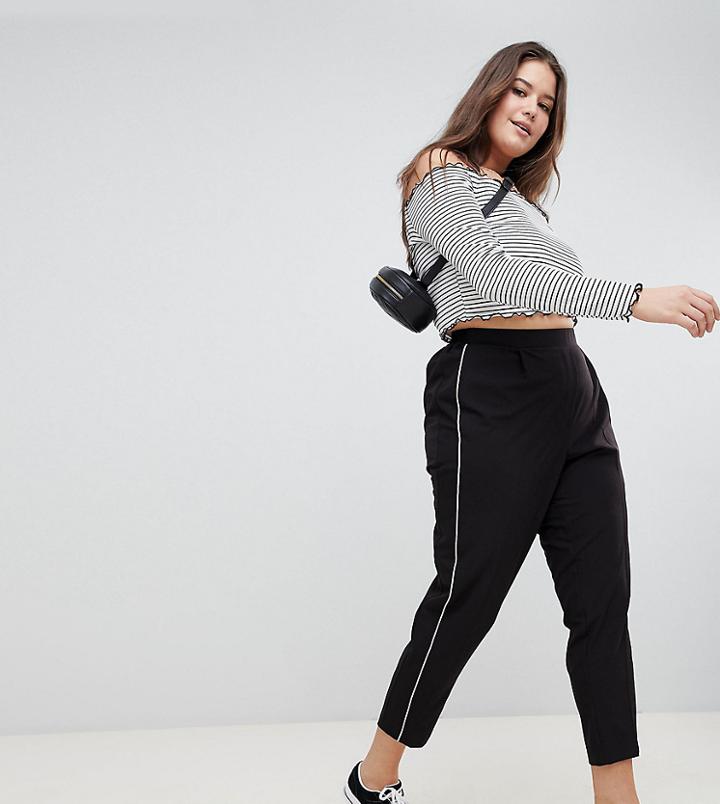 New Look Curve Stripe Pull On Pants - Black