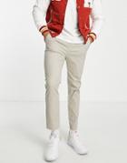 Asos Design Skinny Chinos With Elasticated Waist In Light Beige-neutral
