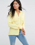Vila Shirt With Pocket Detail - Yellow