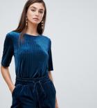 Y.a.s Tall Velvur Rouched Velvet Top - Blue