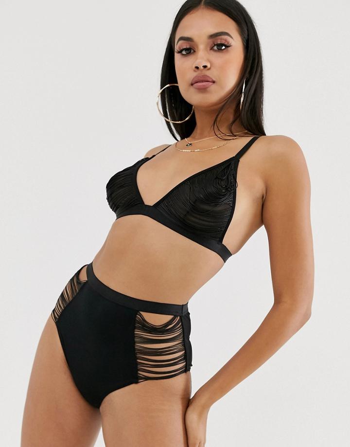 Asos Design Dianne High Waist Pant Tassel Loop & Mesh