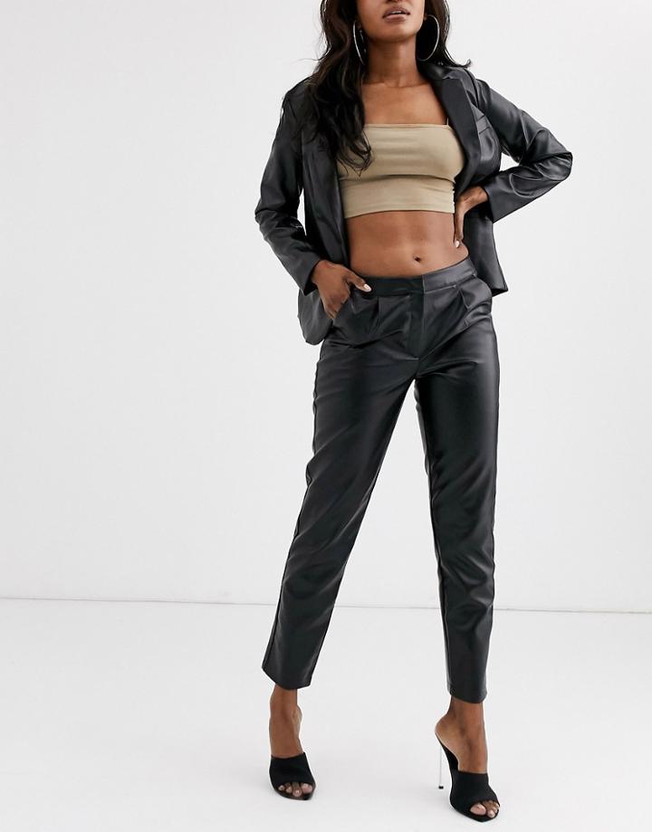 Unique21 Pu Wide Leg Pants-black