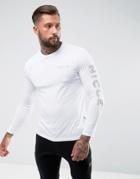 Nicce London Long Sleeve T-shirt With Camo Sleeve Logo - White