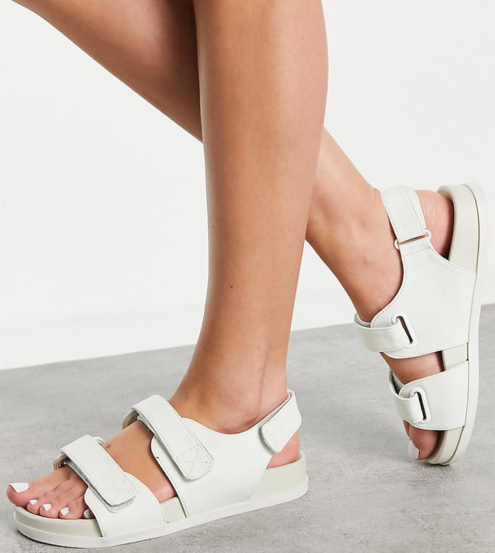 Asos Design Wide Fit Factually Sporty Sandals In Pale Green