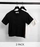 Weekday Alanis Organic Cotton 2-pack T-shirts In Black And White-multi