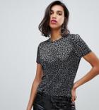 River Island T-shirt In Metallic Leopard Print - Brown