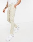 Asos Design Skinny Smart Pants In Stone-neutral
