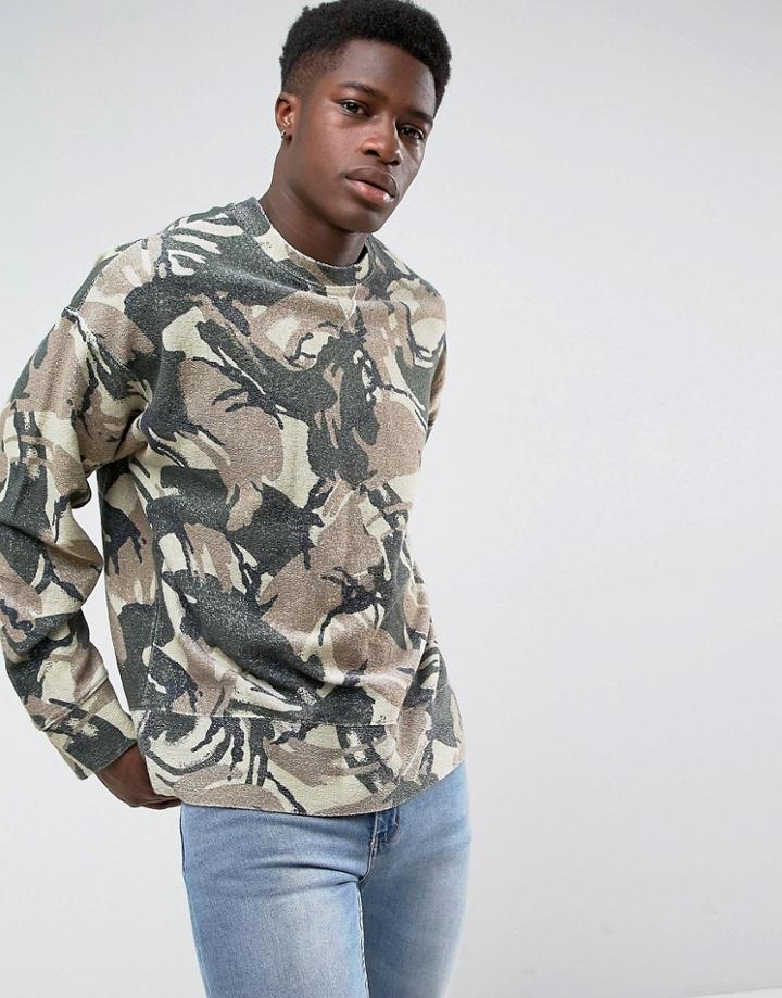 Weekday Kyle Camo Sweatshirt - Green