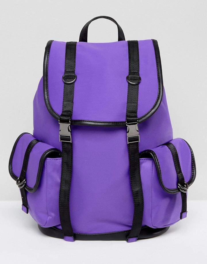New Look Neoprene Tab Backpack - Purple