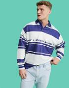 Asos Design Oversized Rugby Sweatshirt With All Over Stripe Prints-multi
