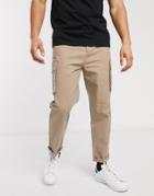 Asos Design Relaxed Cargo Pants In Stone-neutral