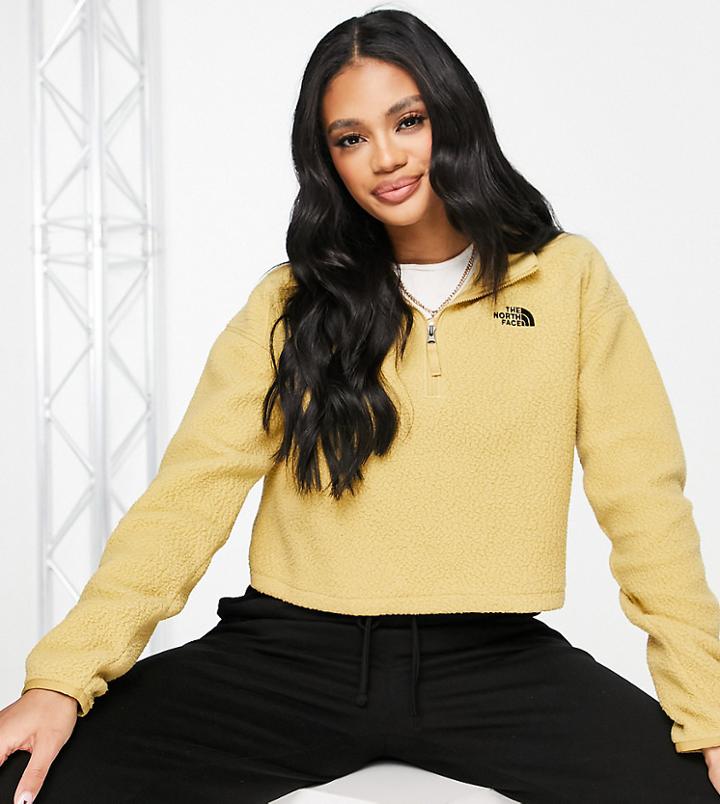 The North Face Sherpa Cropped Fleece In Tan Exclusive To Asos-brown
