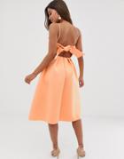 Asos Design Bow Back Midi Prom Dress-orange