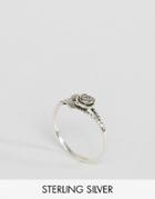 Reclaimed Vintage Sterling Silver Detailed Rose Ring - Silver