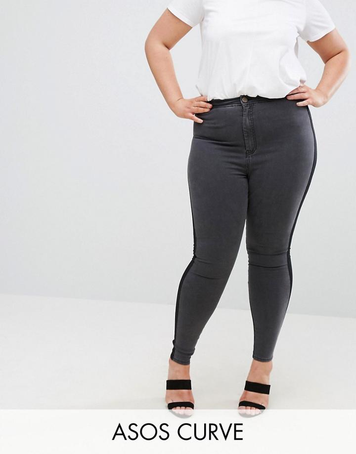 Asos Curve Rivington High Waisted Denim Jeggings In Tonal Black And Washed Black - Black