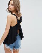 Asos Tank With Ruffle Open Back - Black