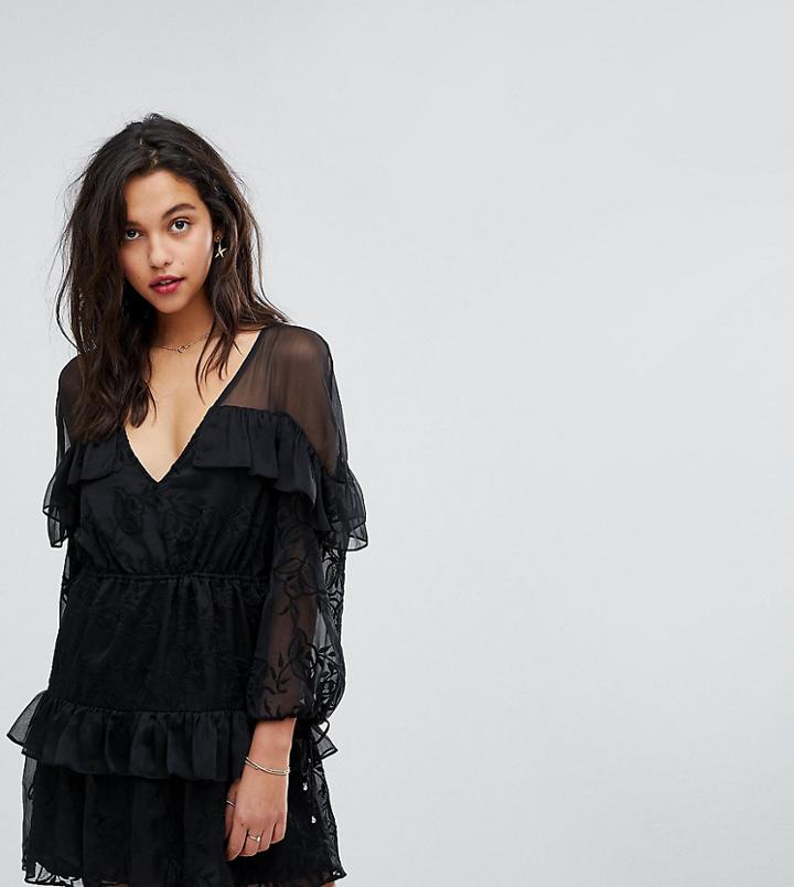 Stevie May Exclusive Embroidered Mini Dress - Black