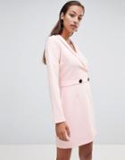 Asos Design Crop Top Mini Tux Dress With Buttons - Pink