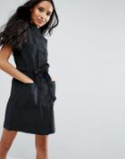 Vero Moda Short Sleeve Belted Shirt Dress - Black