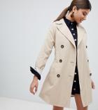 Missguided Classic Trench Coat In Stone - Beige