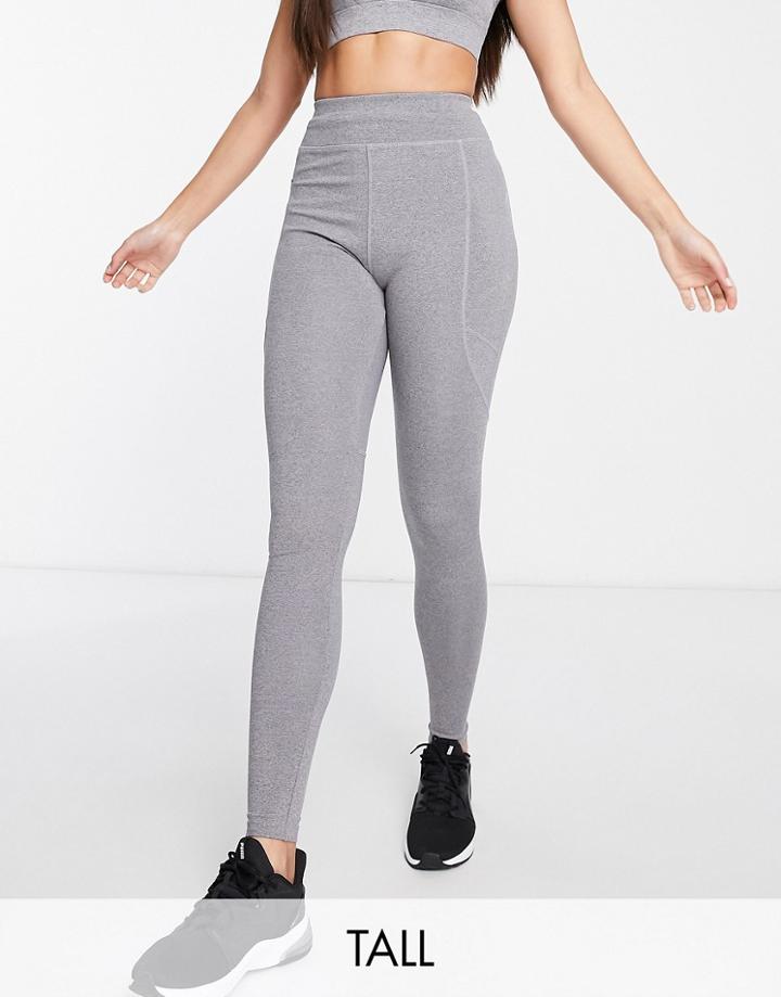 Asos 4505 Tall Icon Running Tie Waist Leggings With Pocket-gray
