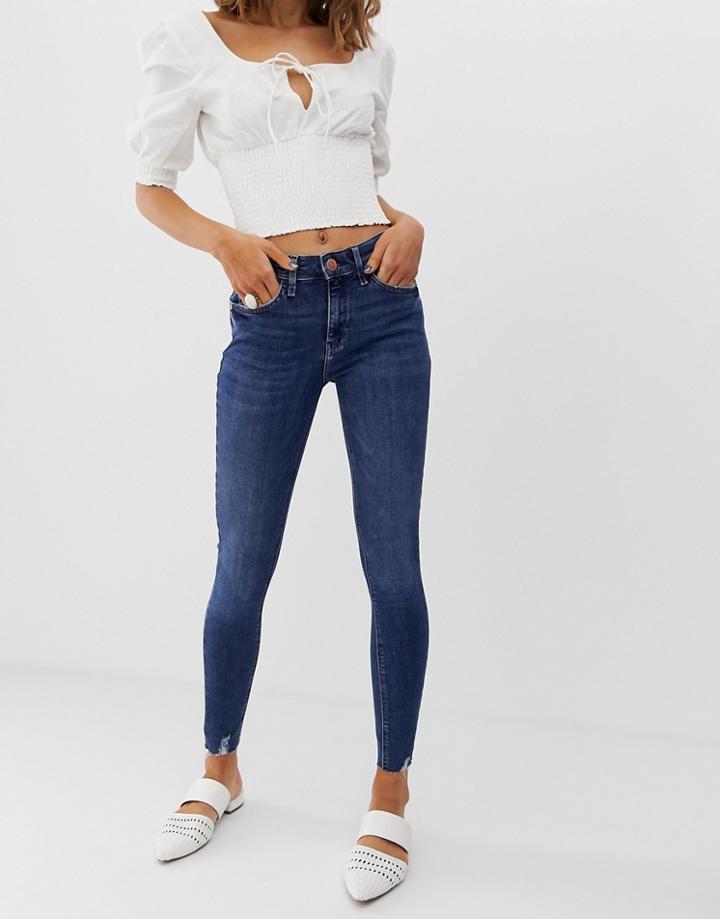 River Island Amelie Skinny Jeans In Dark Wash-blue